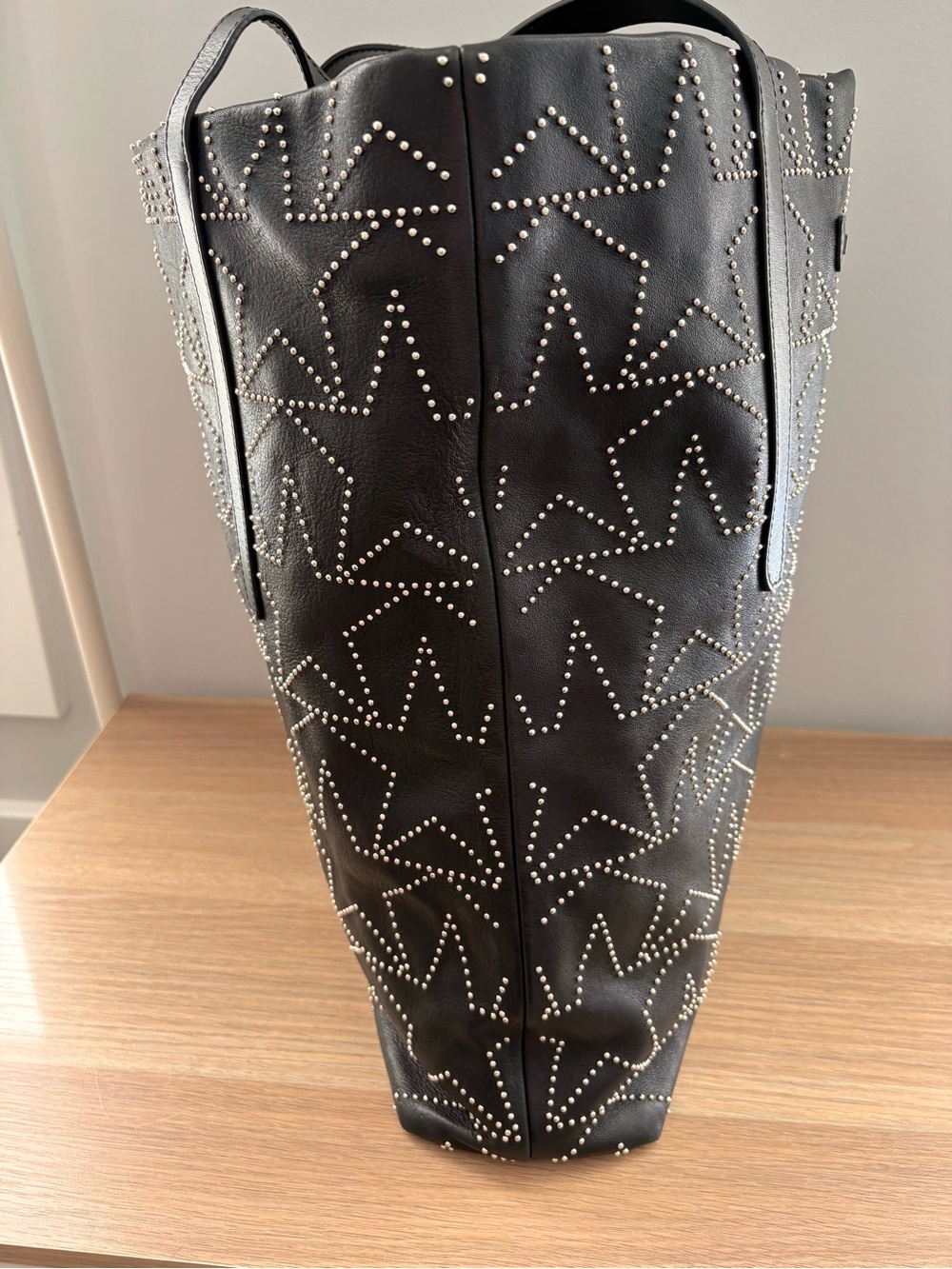 Jimmy Choo Black Leather Star Studded North South Tote Bag - Picture 3 of 7